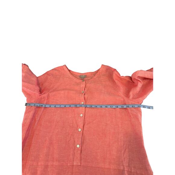 J. Jill Red Lightweight Basic Lagenlook Coastal Grandma Linen Blouse Size Large - Picture 11 of 13